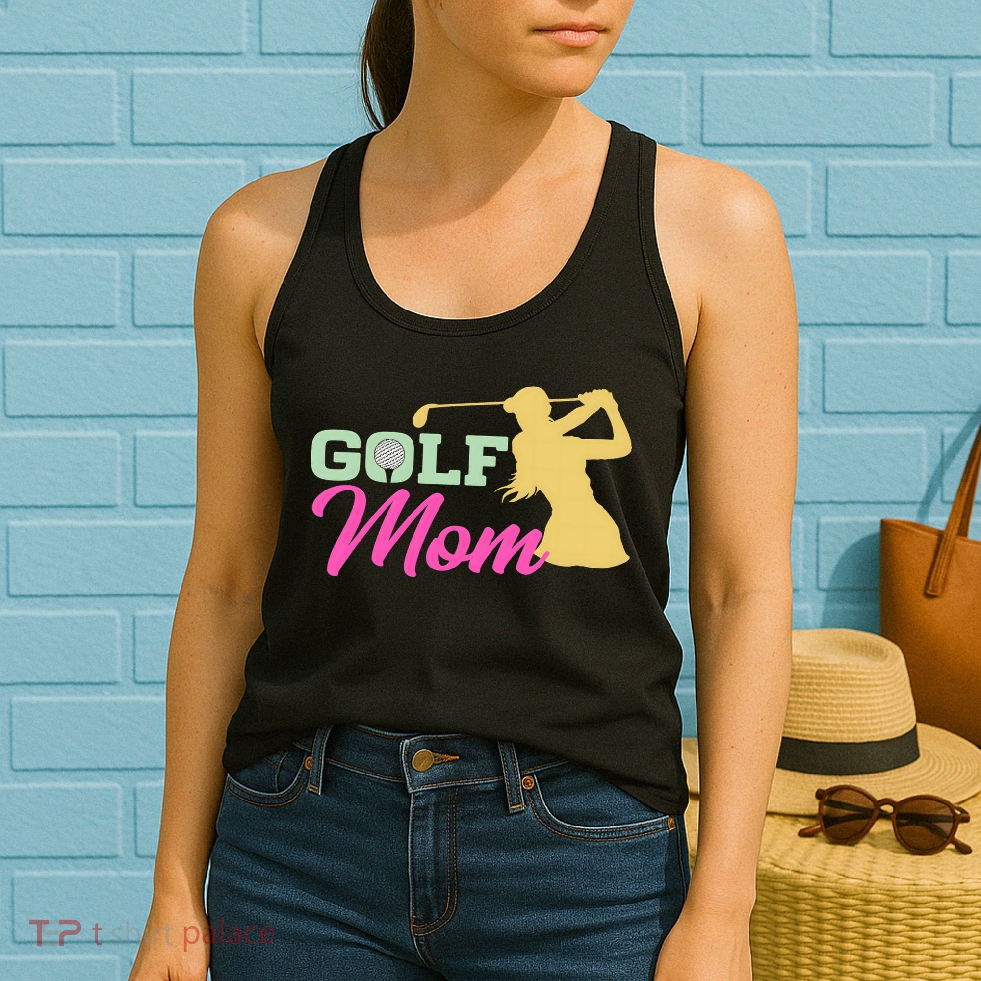 Golf Mom Plays Golf Fitted Gift For Mother's Day Women's Tank Top