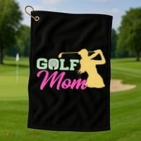 Golf Mom Plays Golf Fitted Gift For Mother's Day Golf Towel thumb 1