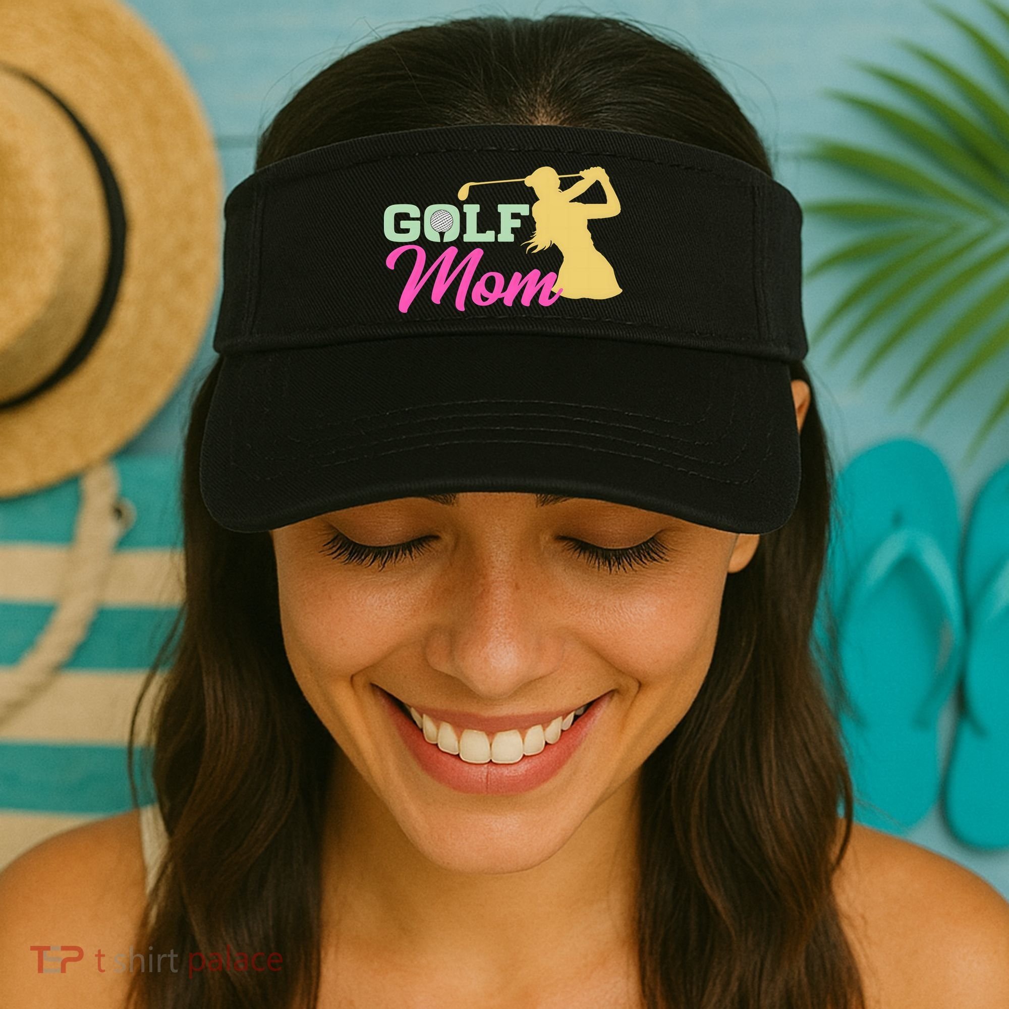 Golf Mom Plays Golf Fitted Gift For Mother's Day Visor