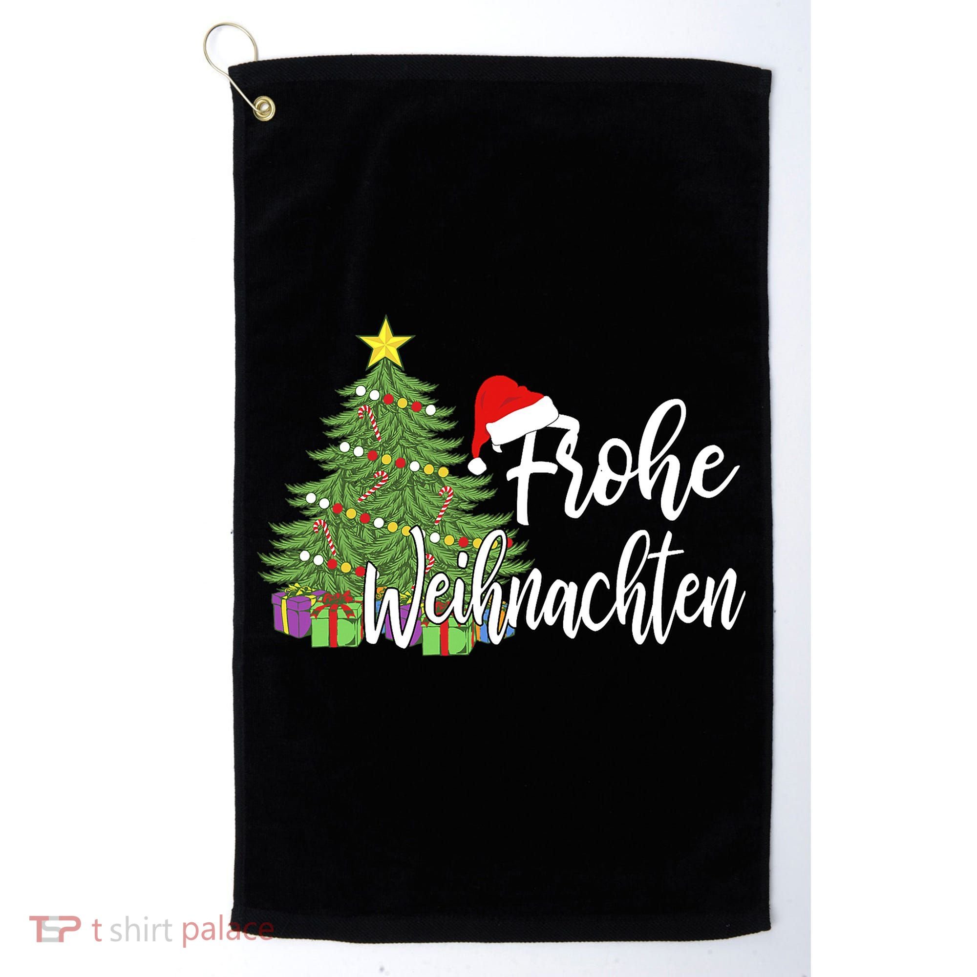 German Matching Present Merry Christmas Frohe Weihnachten Golf Towel