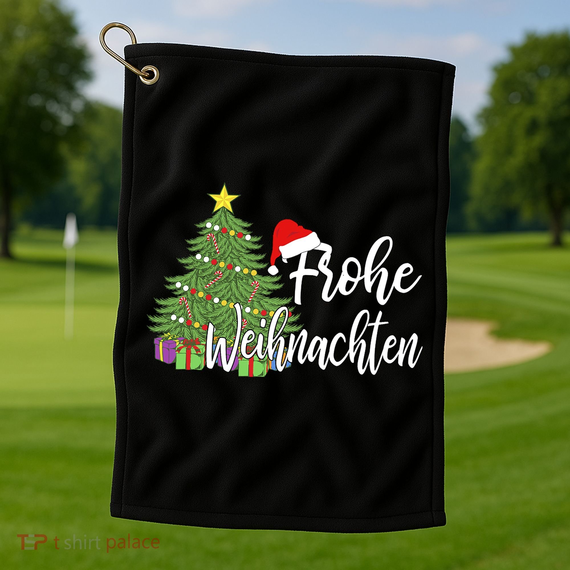 German Matching Present Merry Christmas Frohe Weihnachten Golf Towel