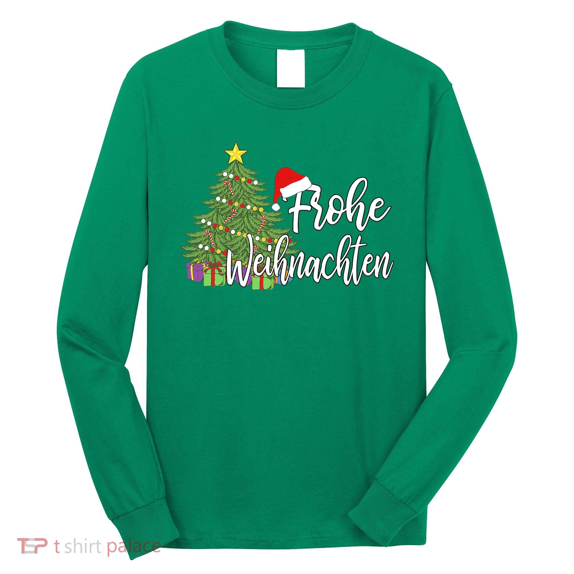 German Matching Present Merry Christmas Frohe Weihnachten Long Sleeve Shirt
