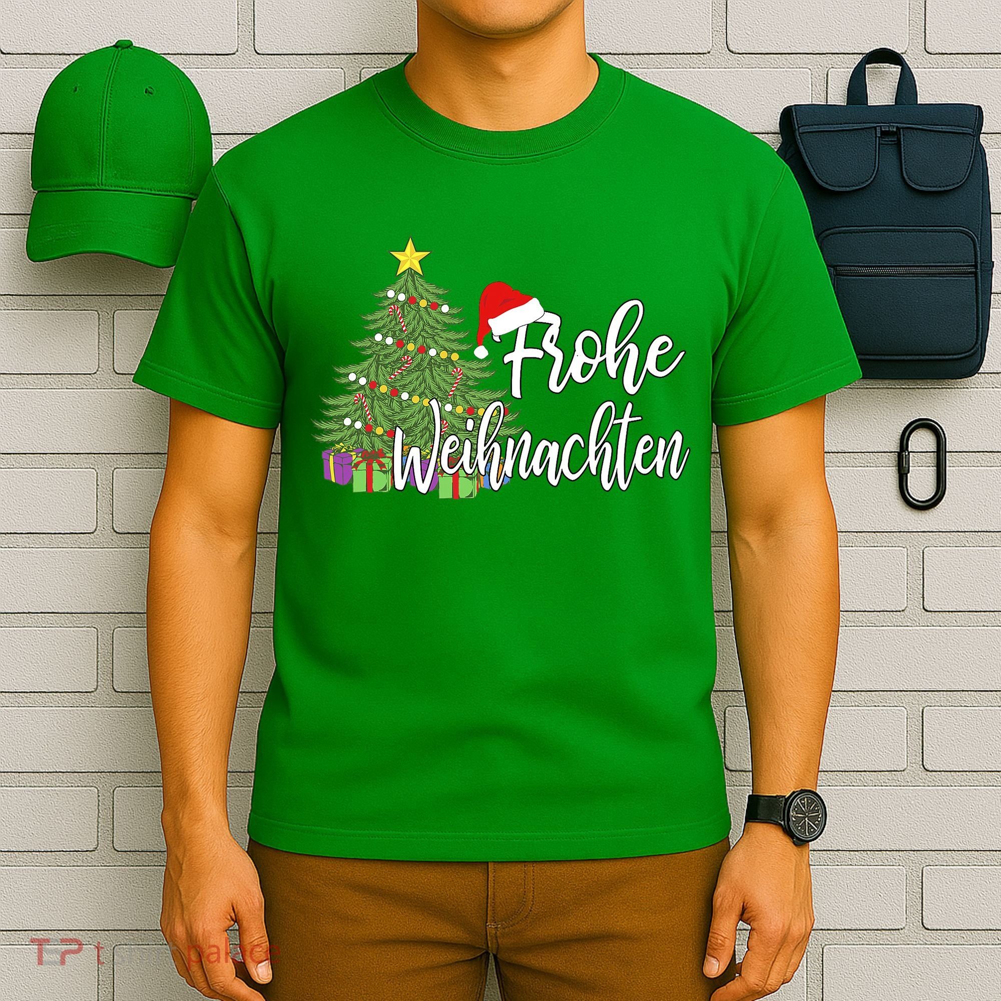 German Matching Present Merry Christmas Frohe Weihnachten T-Shirt