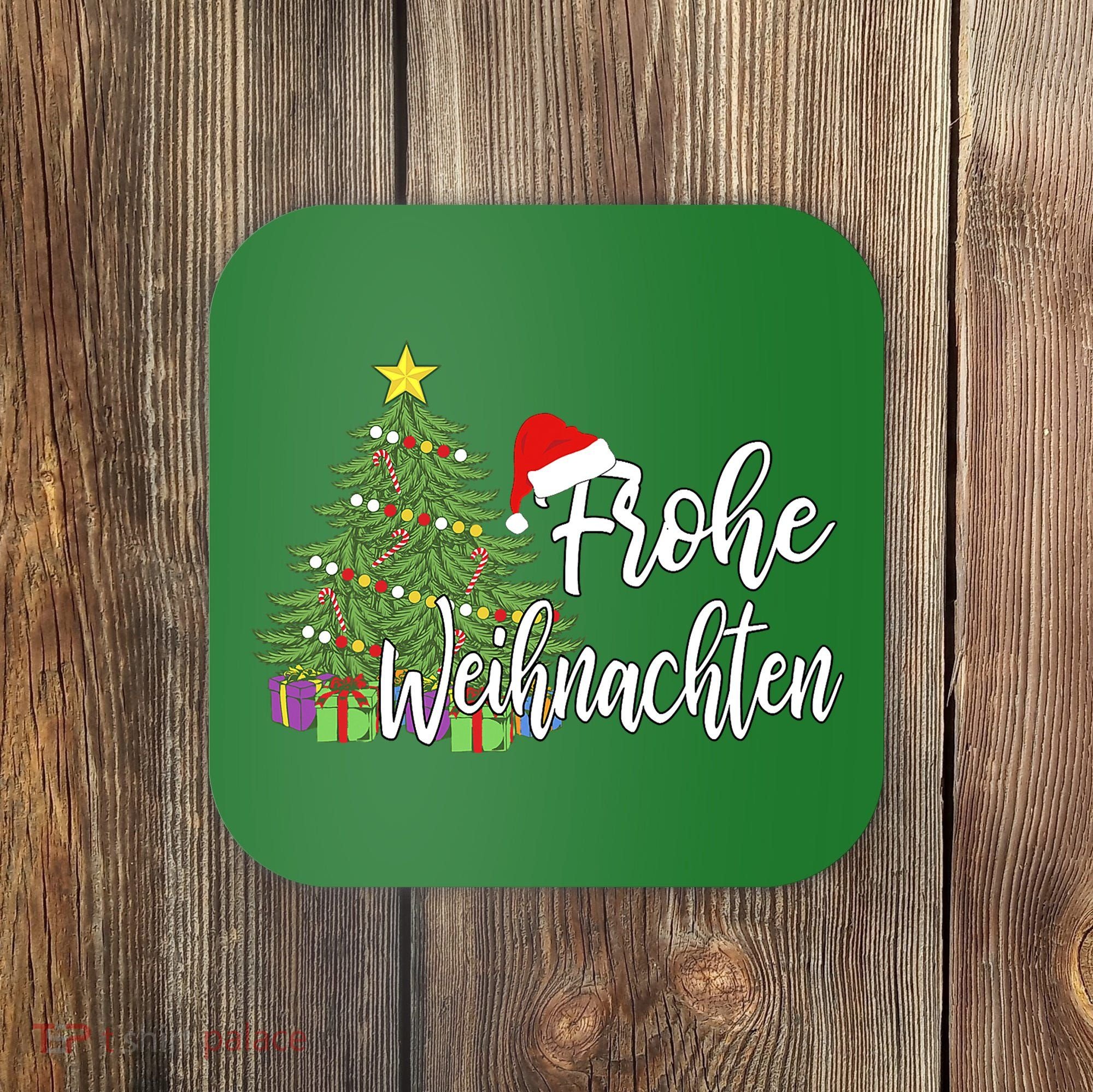 German Matching Present Merry Christmas Frohe Weihnachten Coaster