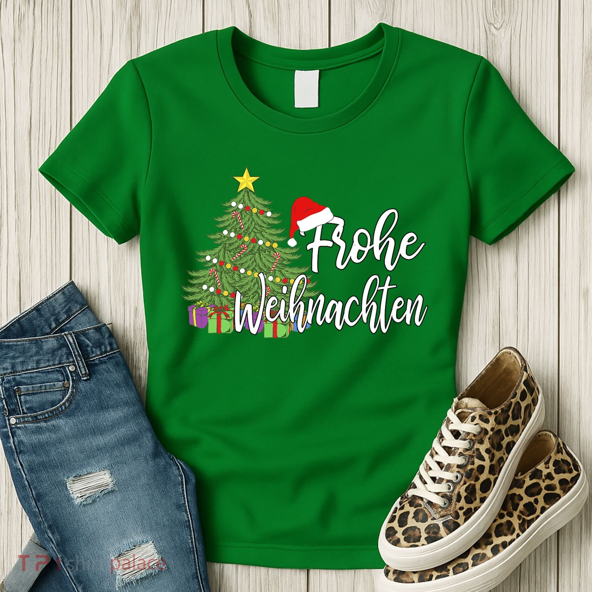 German Matching Present Merry Christmas Frohe Weihnachten Women's T-Shirt