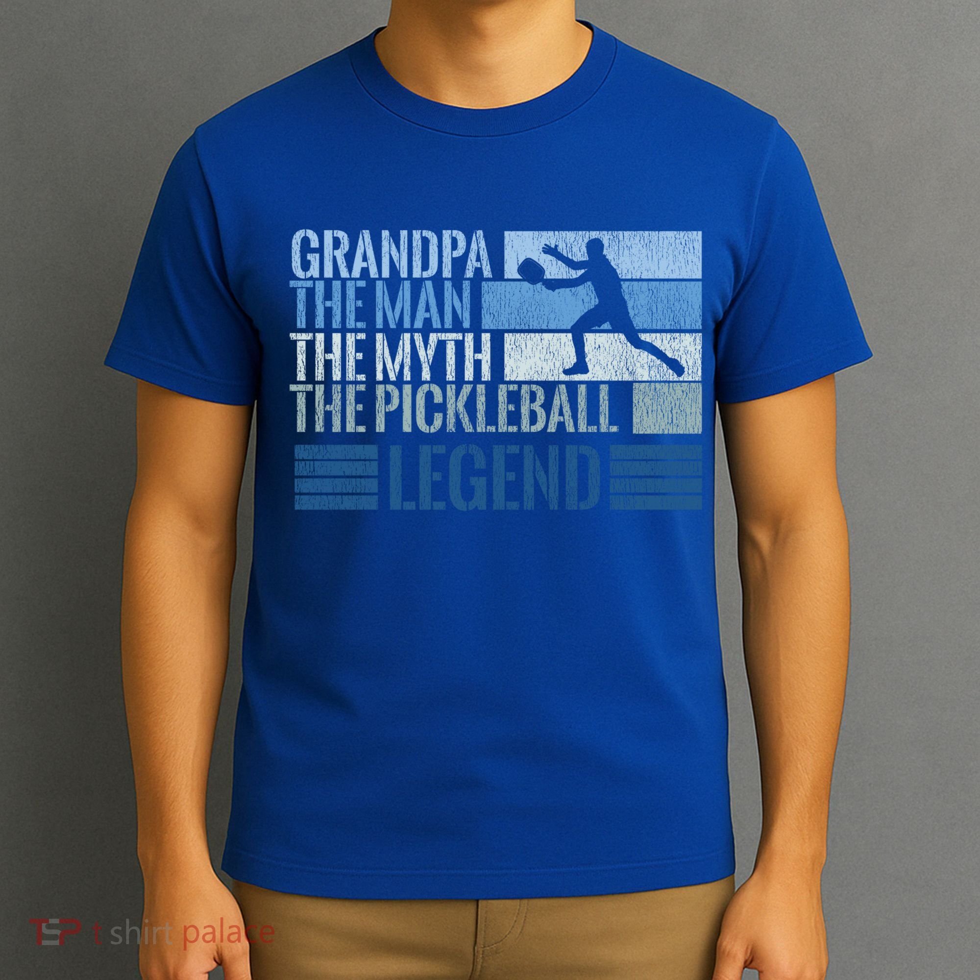 Grandpa Myth Pickleball Legend Vintage Blue Graphic Funny Gift T-Shirt