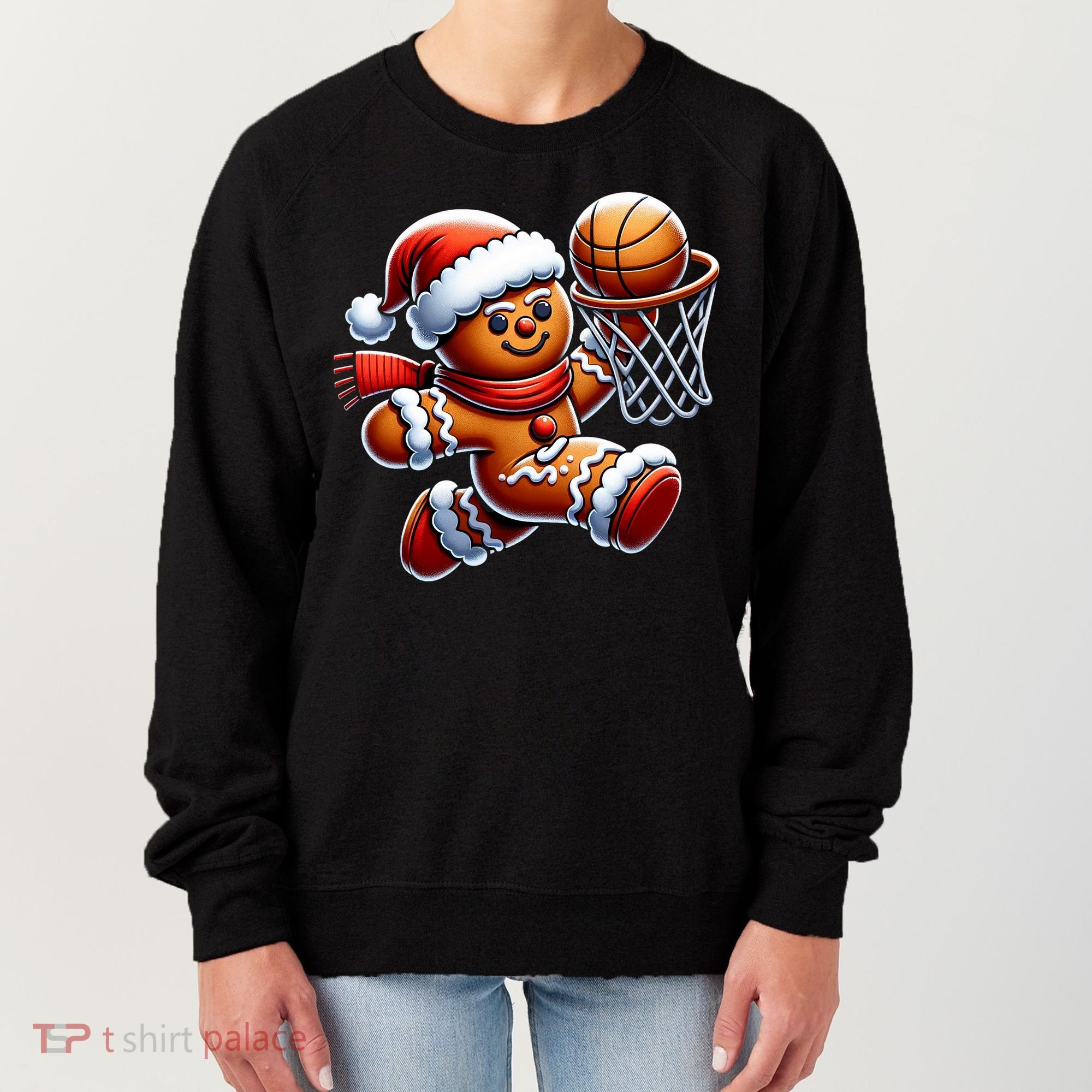 Gingerbread Man Playing Basketball Christmas Xmas Women's Sweatshirt