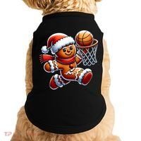 Gingerbread Man Playing Basketball Christmas Xmas Doggie Tank thumb 0