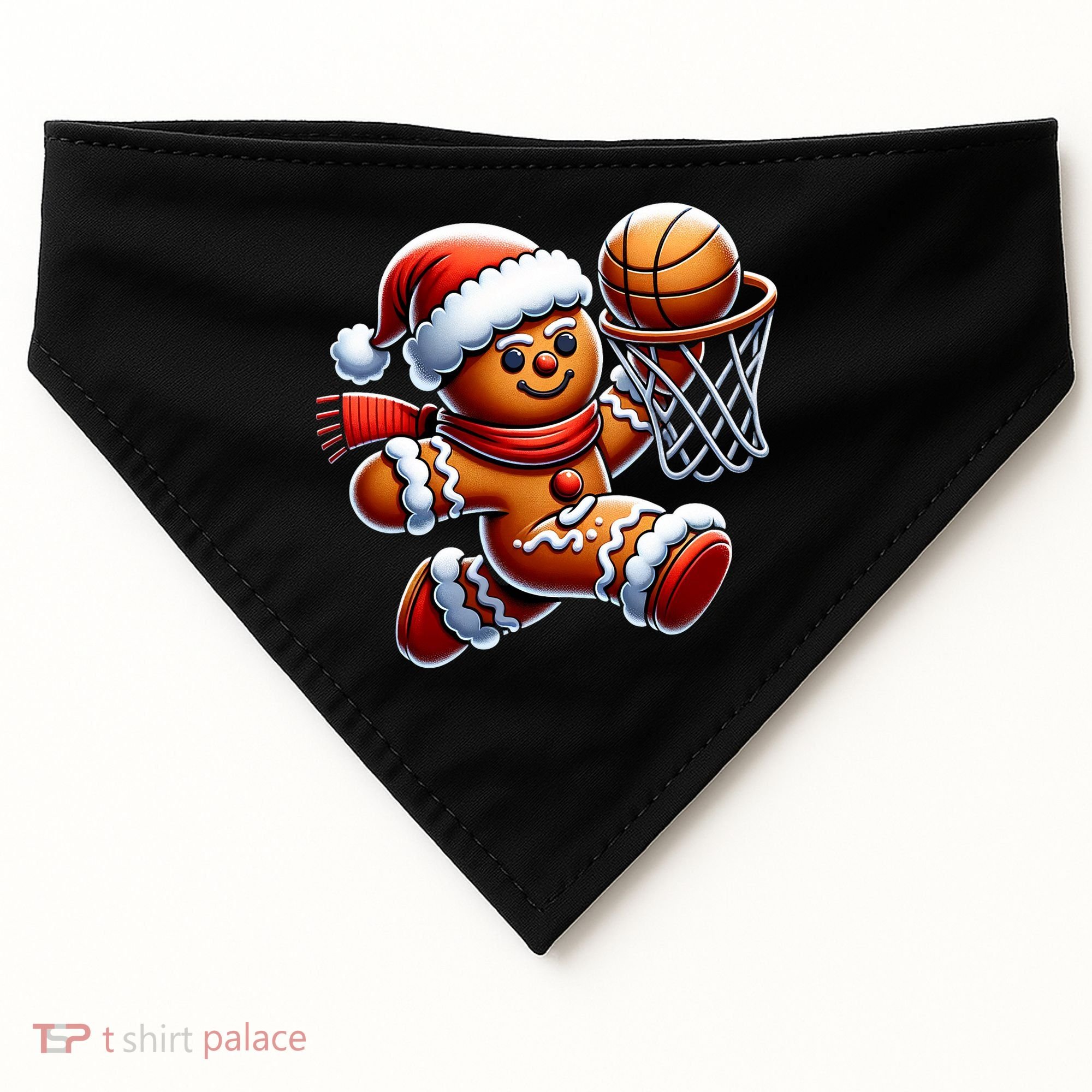 Gingerbread Man Playing Basketball Christmas Xmas USA-Made Doggie Bandana