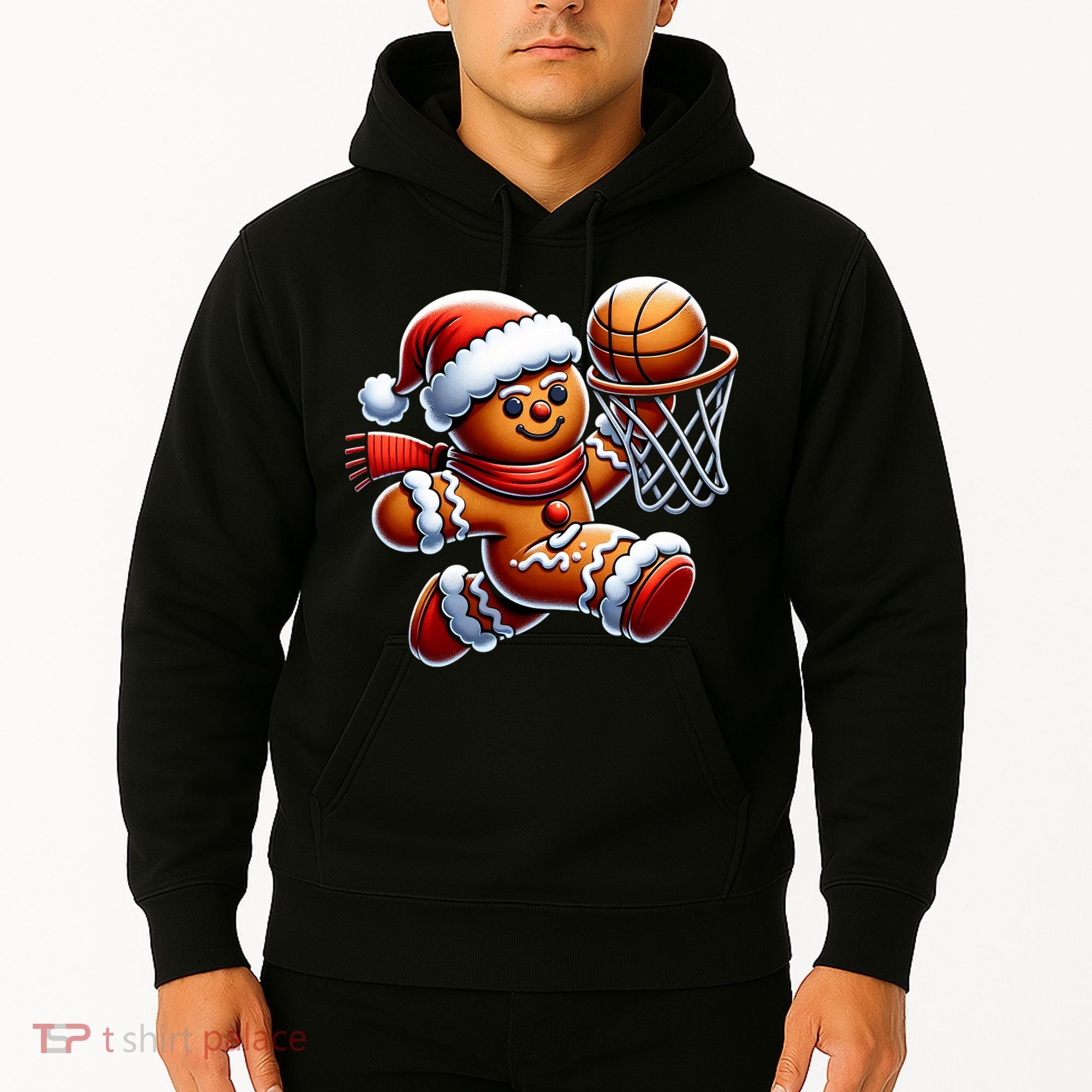 Gingerbread Man Playing Basketball Christmas Xmas Hoodie