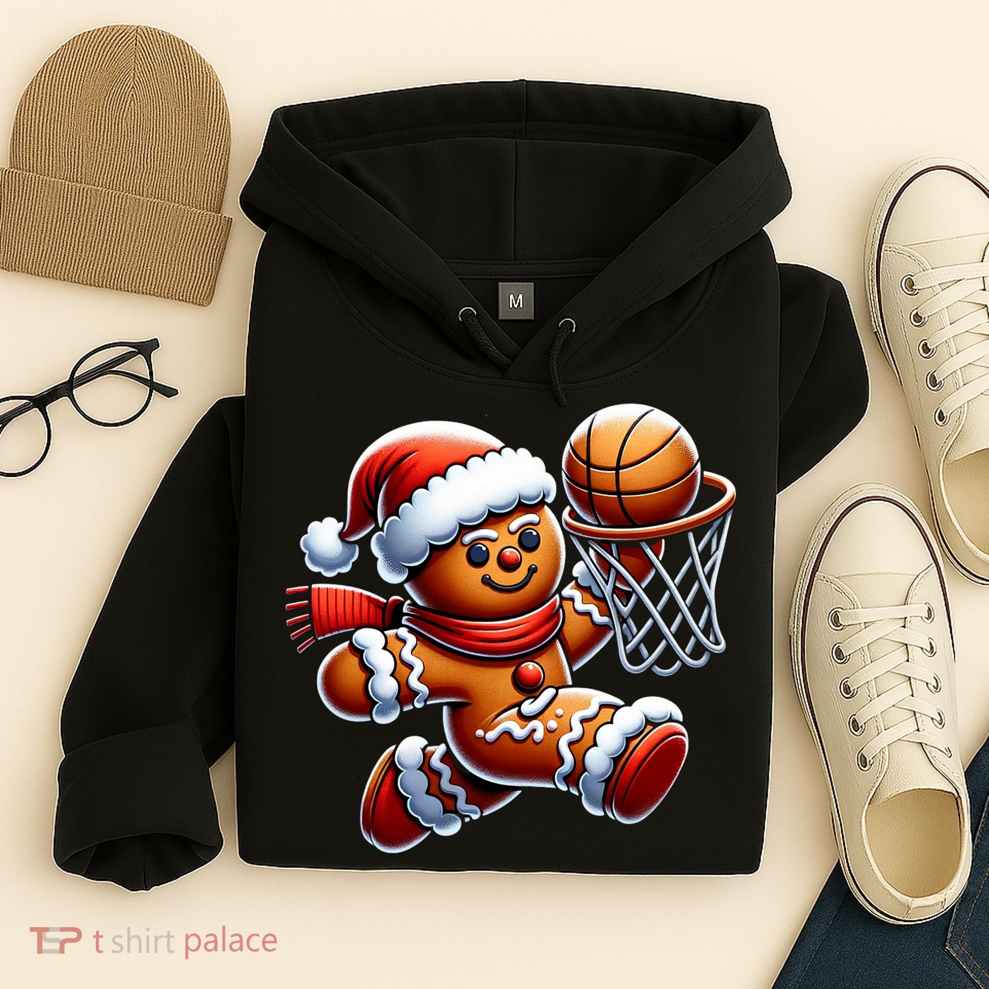Gingerbread Man Playing Basketball Christmas Xmas Hoodie