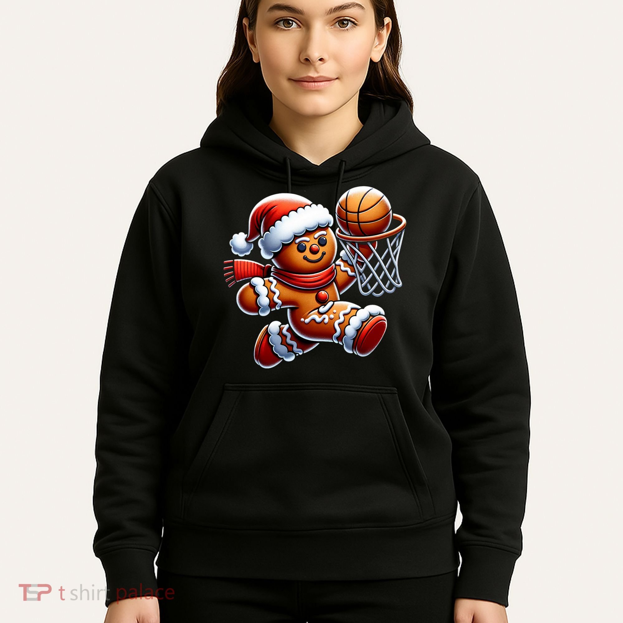 Gingerbread Man Playing Basketball Christmas Xmas Hoodie