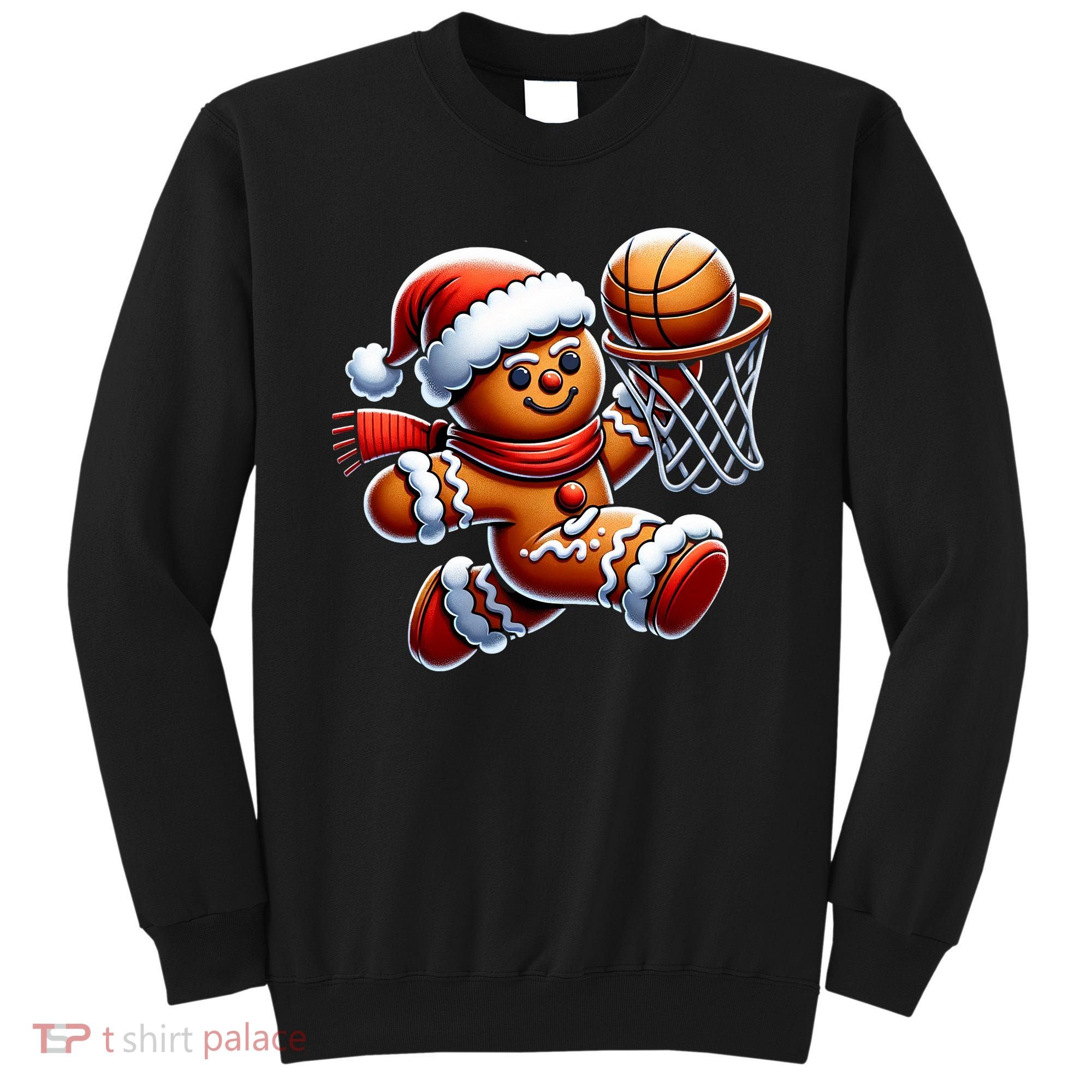 Gingerbread Man Playing Basketball Christmas Xmas Sweatshirt