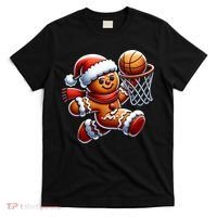 Gingerbread Man Playing Basketball Christmas Xmas T-Shirt thumb 0