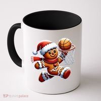 Gingerbread Man Playing Basketball Christmas Xmas Coffee Mug thumb 0