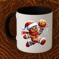 Gingerbread Man Playing Basketball Christmas Xmas Coffee Mug thumb 2