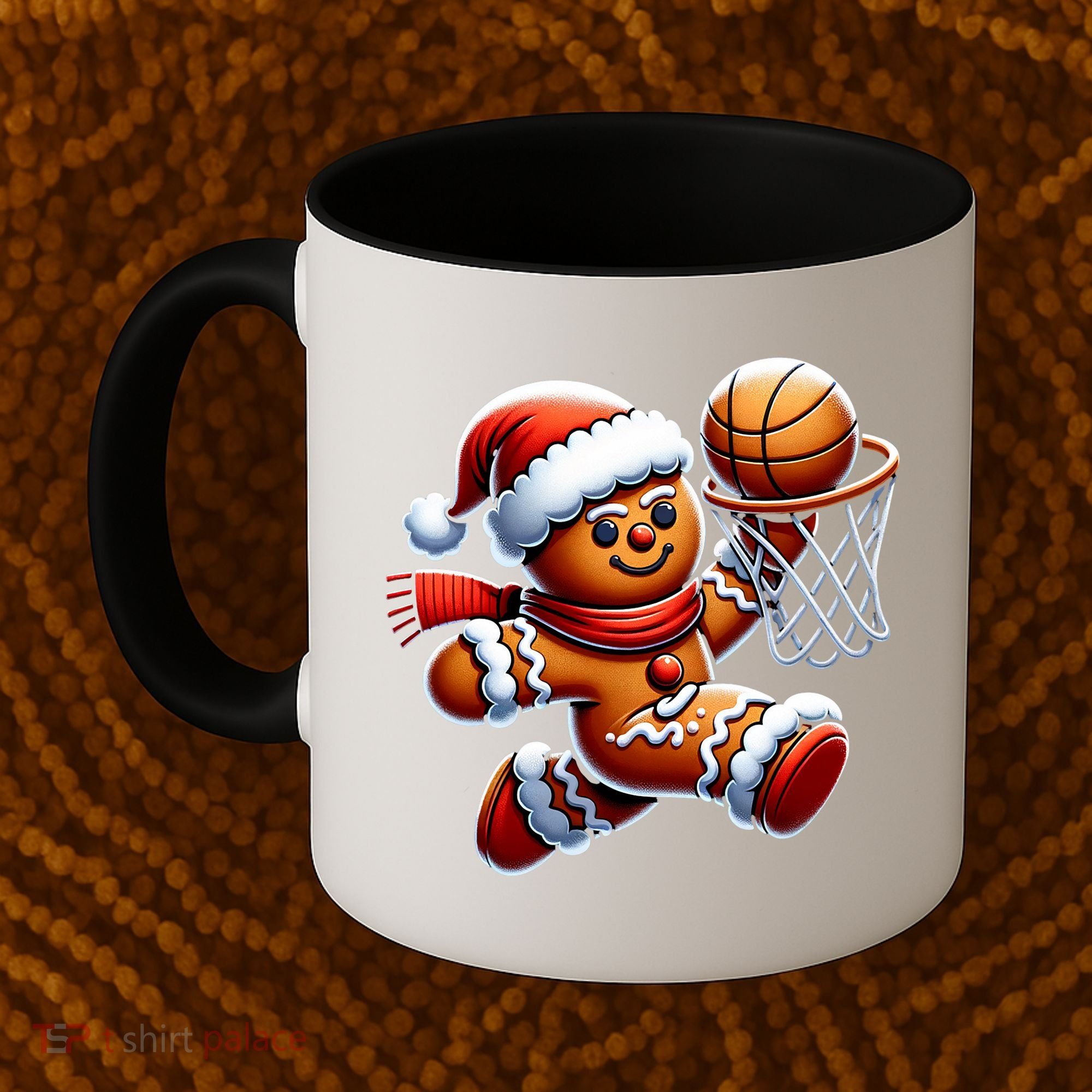 Gingerbread Man Playing Basketball Christmas Xmas Coffee Mug