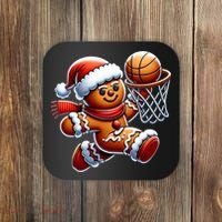 Gingerbread Man Playing Basketball Christmas Xmas Coaster thumb 0