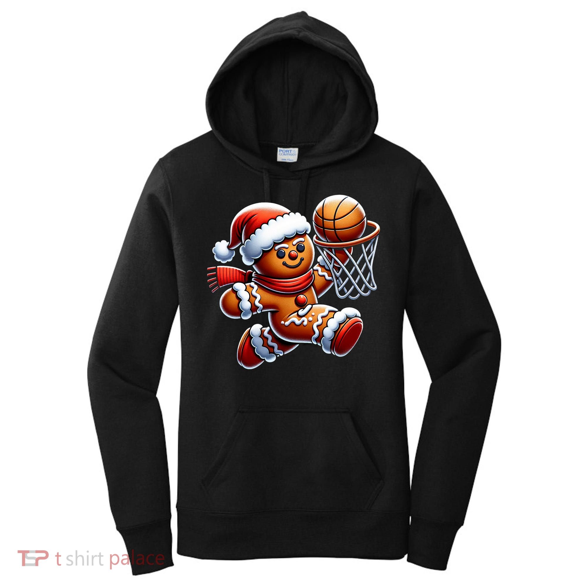 Gingerbread Man Playing Basketball Christmas Xmas Women's Hoodie