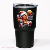 Gingerbread Man Playing Basketball Christmas Xmas Tumbler thumb 0
