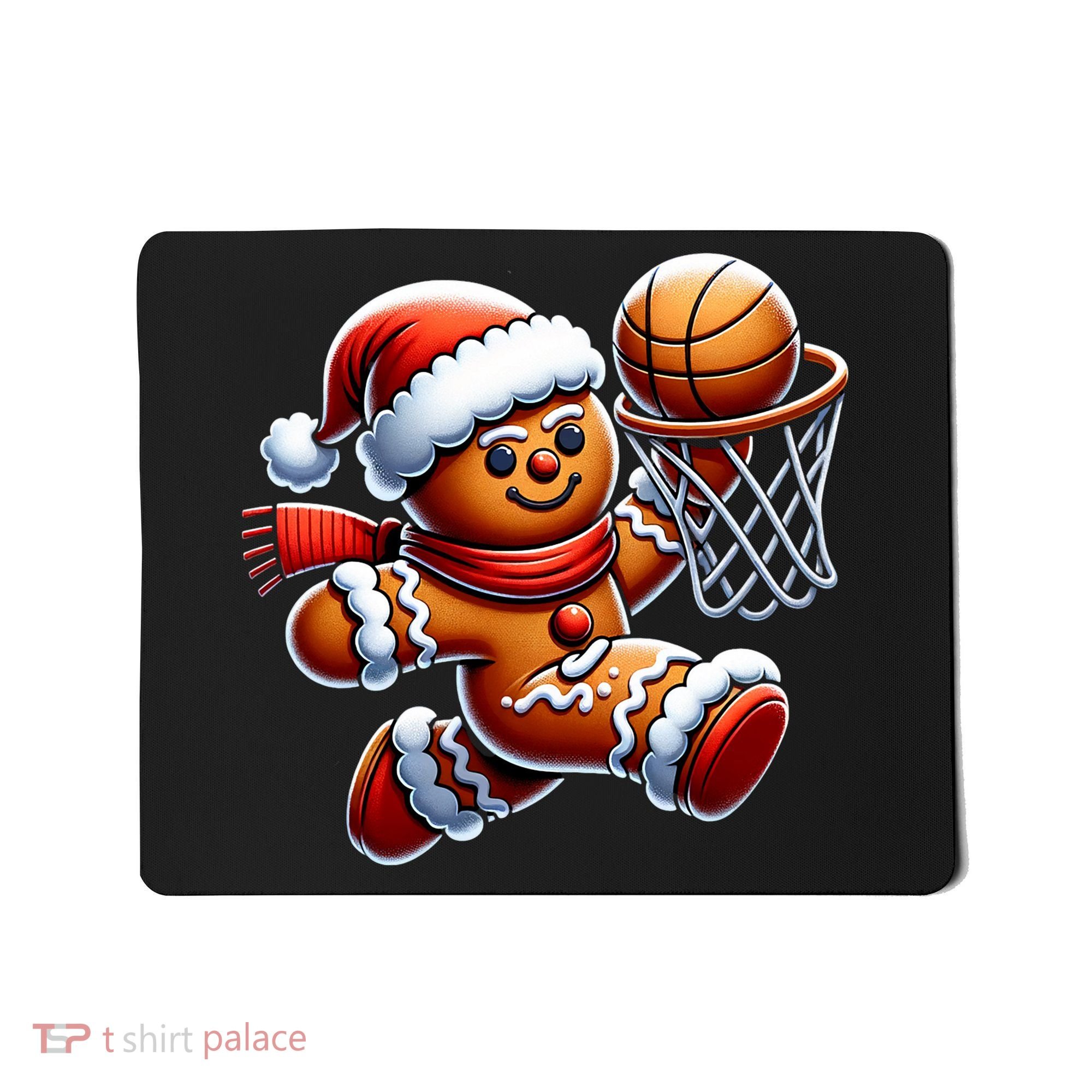 Gingerbread Man Playing Basketball Christmas Xmas Mousepad