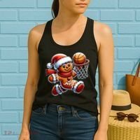 Gingerbread Man Playing Basketball Christmas Xmas Women's Tank Top thumb 2