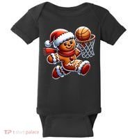 Gingerbread Man Playing Basketball Christmas Xmas Baby Bodysuit thumb 0