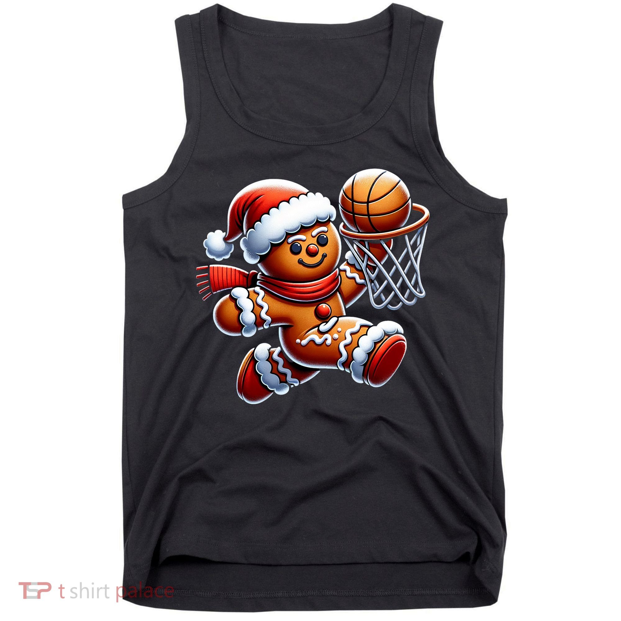 Gingerbread Man Playing Basketball Christmas Xmas Tank Top