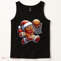 Gingerbread Man Playing Basketball Christmas Xmas Tank Top thumb 2