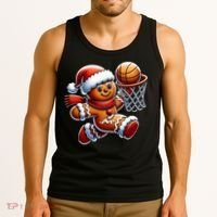 Gingerbread Man Playing Basketball Christmas Xmas Tank Top thumb 3