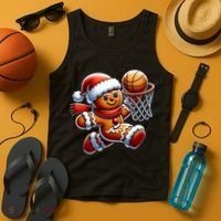 Gingerbread Man Playing Basketball Christmas Xmas Tank Top thumb 4
