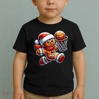 Gingerbread Man Playing Basketball Christmas Xmas Toddler T-Shirt thumb 2