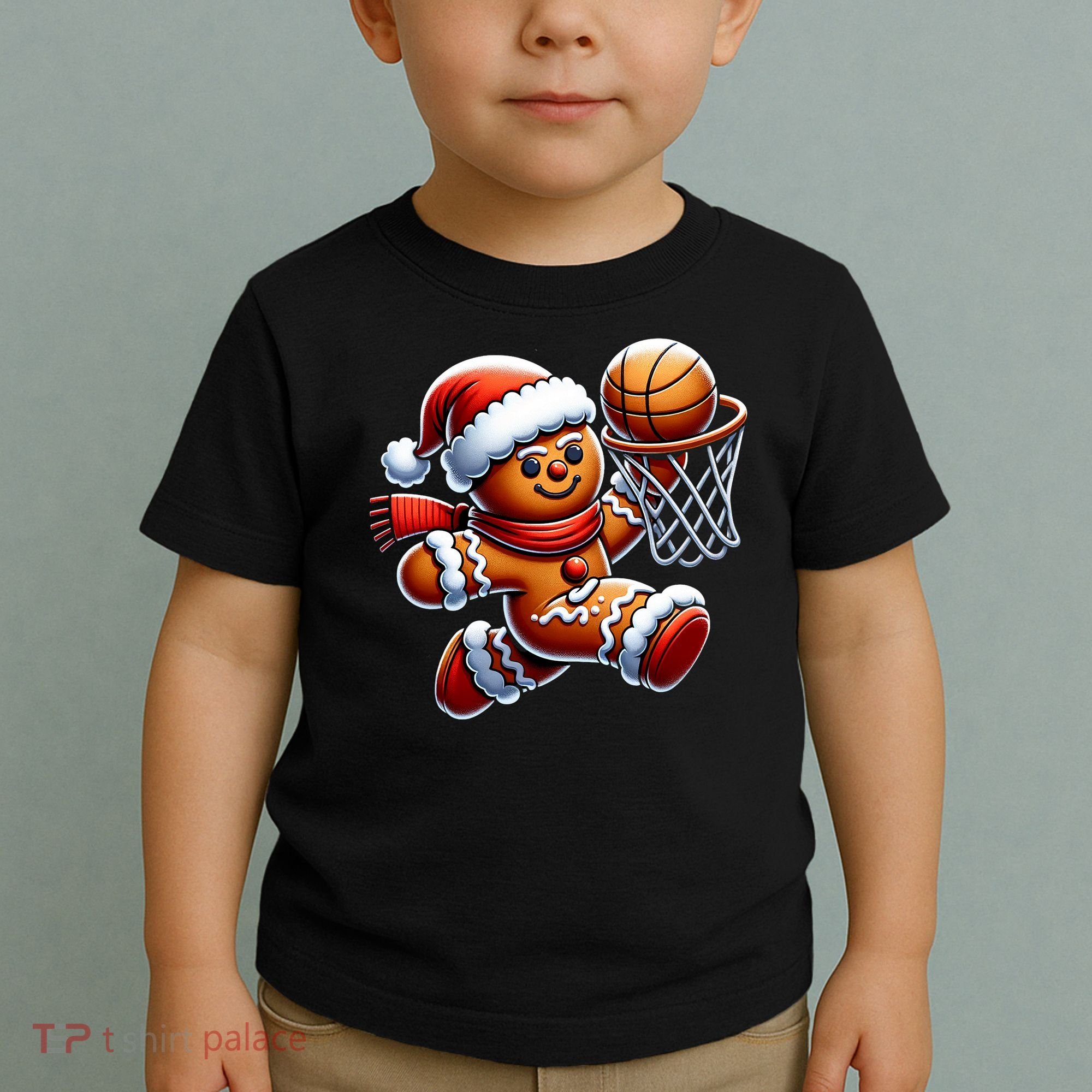 Gingerbread Man Playing Basketball Christmas Xmas Toddler T-Shirt