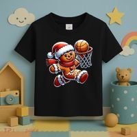 Gingerbread Man Playing Basketball Christmas Xmas Toddler T-Shirt thumb 3
