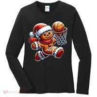 Gingerbread Man Playing Basketball Christmas Xmas Women's Long Sleeve Shirt thumb 0