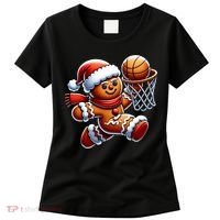 Gingerbread Man Playing Basketball Christmas Xmas Women's T-Shirt thumb 0