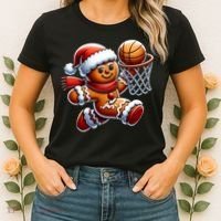 Gingerbread Man Playing Basketball Christmas Xmas Women's T-Shirt thumb 2