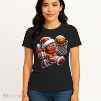 Gingerbread Man Playing Basketball Christmas Xmas Women's T-Shirt thumb 4