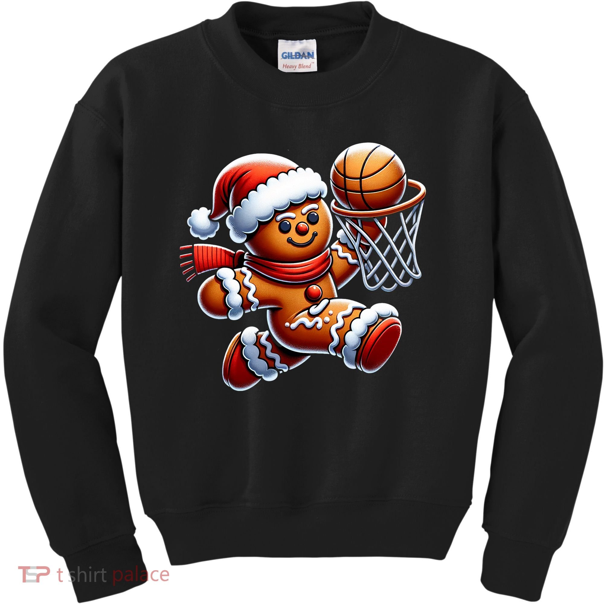 Gingerbread Man Playing Basketball Christmas Xmas Kids Sweatshirt