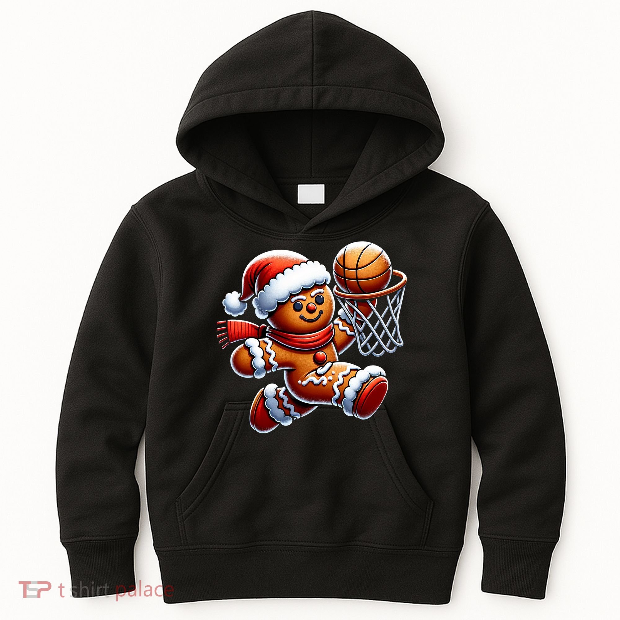 Gingerbread Man Playing Basketball Christmas Xmas Kids Hoodie