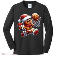Gingerbread Man Playing Basketball Christmas Xmas Kids Long Sleeve Shirt thumb 0