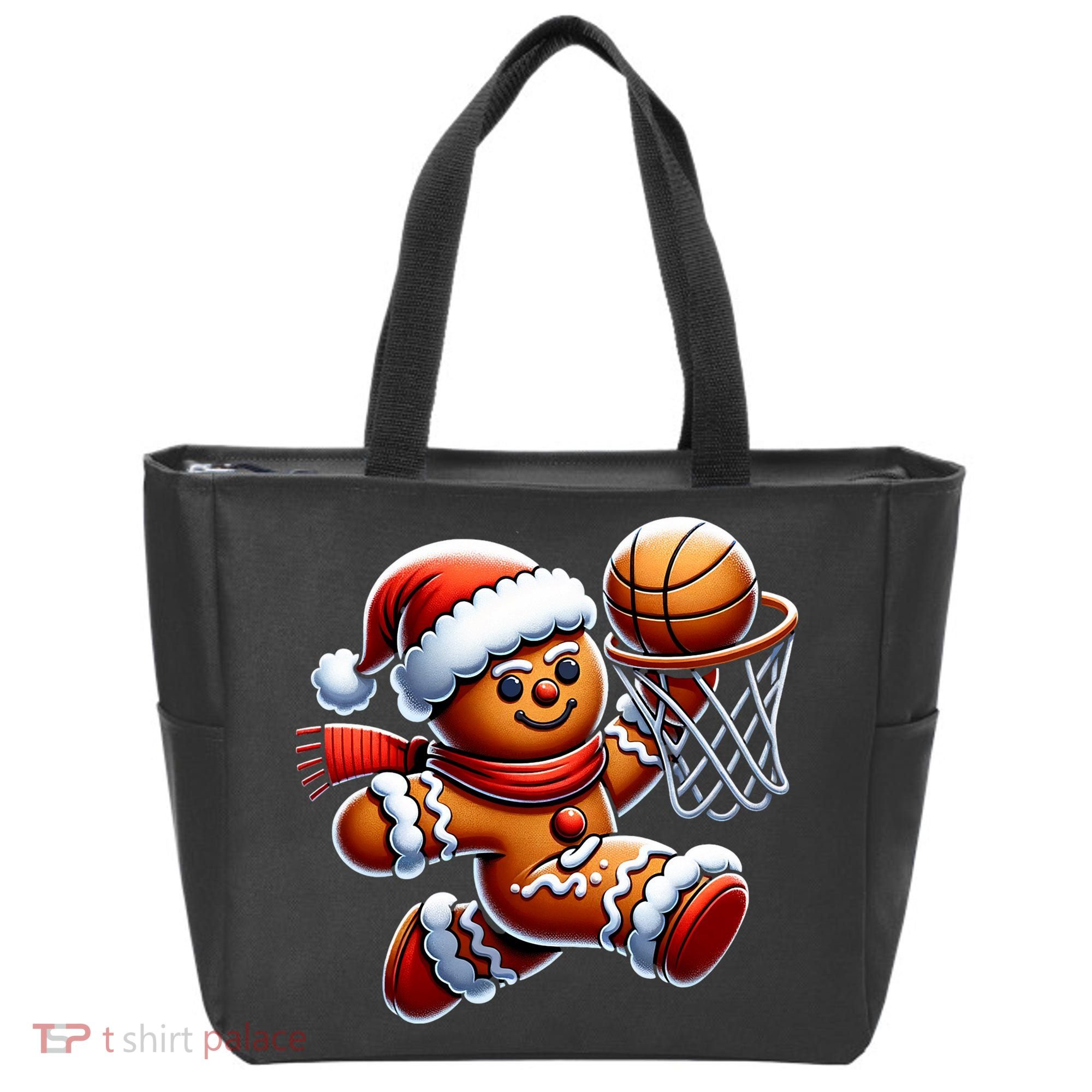 Gingerbread Man Playing Basketball Christmas Xmas Tote Bag