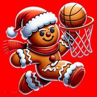 Gingerbread Man Playing Basketball Christmas Xmas Santa Hat thumb 1