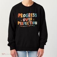 Growth Mindset Progress Over Perfection Back To School Retro Women's Sweatshirt thumb 0