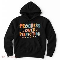 Growth Mindset Progress Over Perfection Back To School Retro Hoodie thumb 0