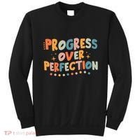 Growth Mindset Progress Over Perfection Back To School Retro Sweatshirt thumb 0