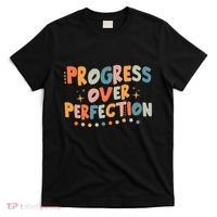Growth Mindset Progress Over Perfection Back To School Retro T-Shirt thumb 0