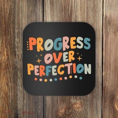 Growth Mindset Progress Over Perfection Back To School Retro Coaster
