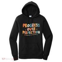 Growth Mindset Progress Over Perfection Back To School Retro Women's Hoodie thumb 0
