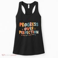 Growth Mindset Progress Over Perfection Back To School Retro Women's Tank Top thumb 0